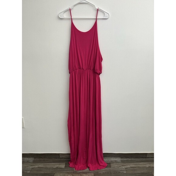 Emerald Women’s  spaghetti strap maxi dress Size 1XL Pink Pullover Elastic Waist - Picture 8 of 11